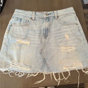 Denim Distressed Skirt